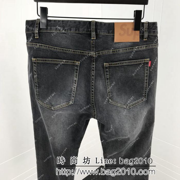 SUPREME 18ss專櫃新款 全身suPreme印花 淺灰色 男款牛仔褲 ydi2405